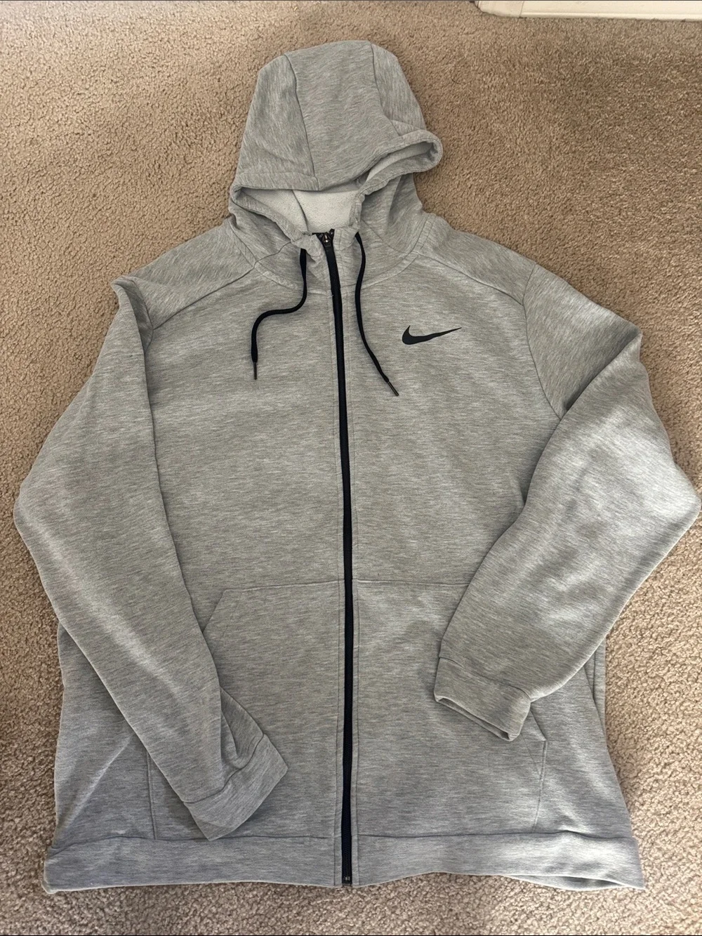 Nike Grey Full-Zip Hoodie with Black Swoosh